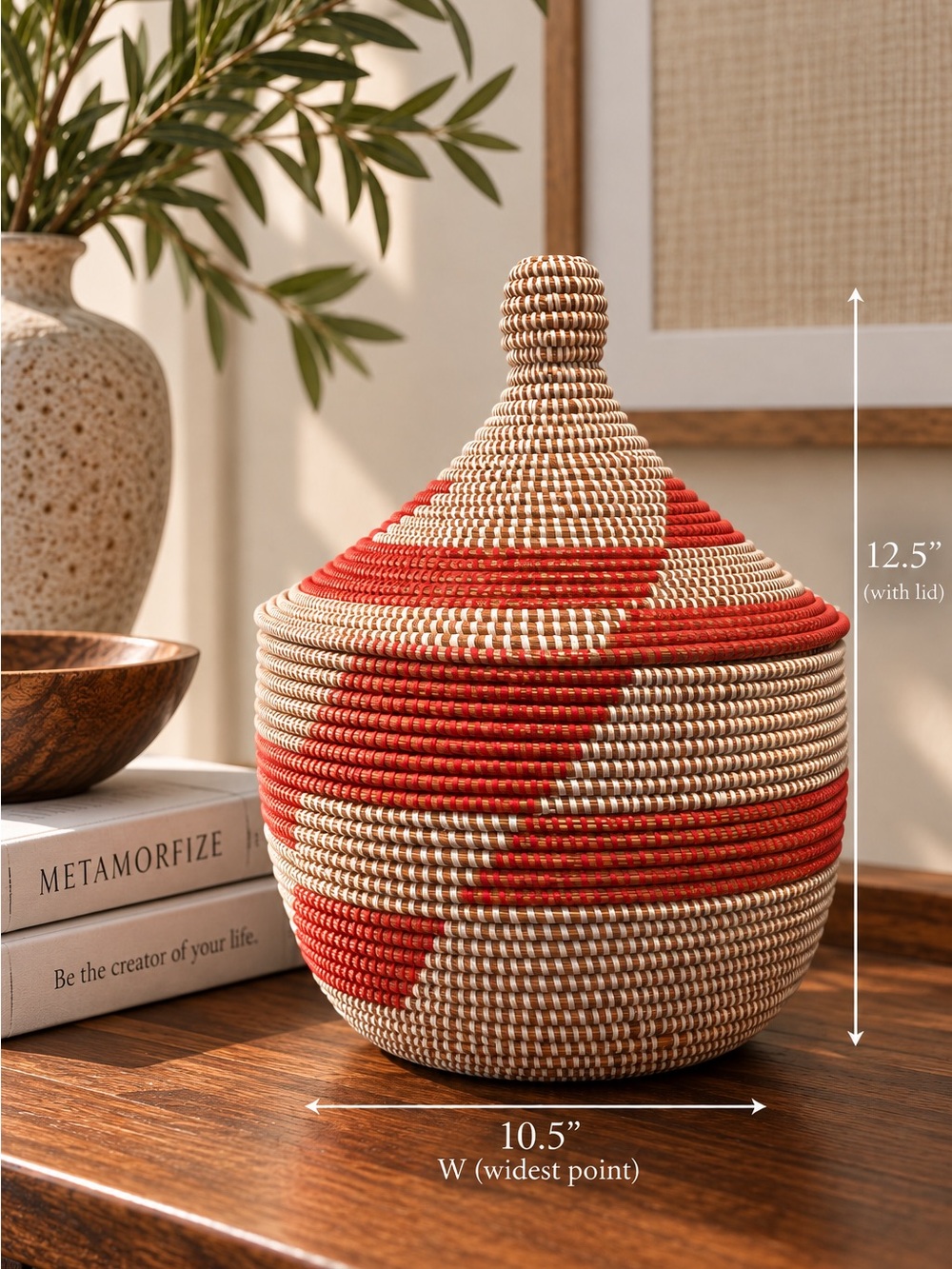 Handmade Wolof Lidded Basket from Senegal